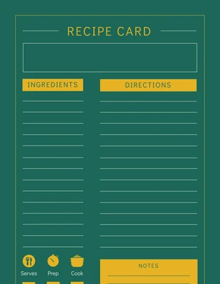 Free  Template: Cartões de receitas simples verdes
