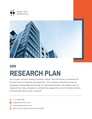 Free  Template: Blue Gray And Orange Minimalist Modern Research Plan