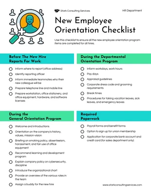 Free  Template: New Staff Orientation Checklist
