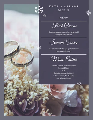 premium  Template: Lavender Winter Wedding Menu