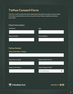 premium interactive Template: Tattoo Consent Form Template