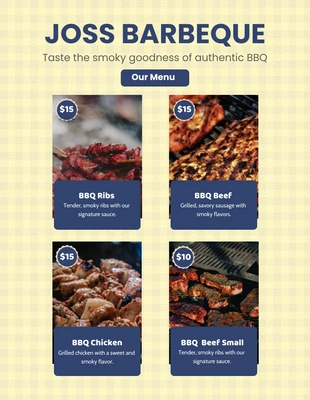 Free  Template: Blue And Yellow Simple BBQ Menus
