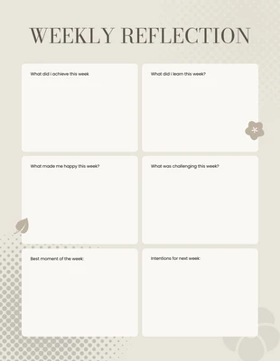 Free  Template: Grey Weekly Reflection Aesthetic Plan