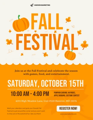 Free  Template: Orange Fall Festival Poster Template