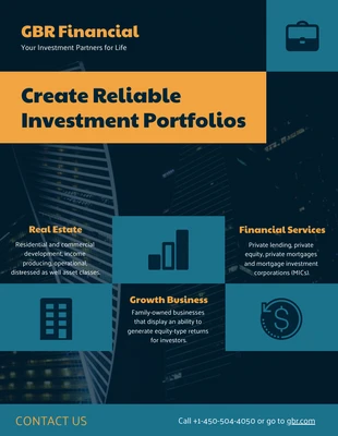 business  Template: Folheto comercial de portfólio de investimentos