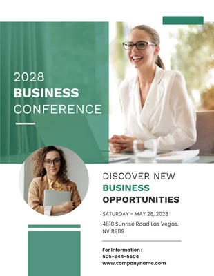 Free  Template: Green And White Minimalist Bussiness Conference Posters