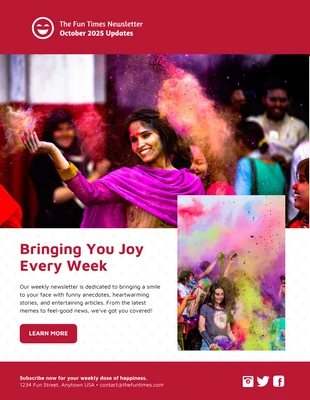 Free  Template: White And Red Modern Fun Event Newsletter