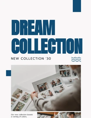 Free  Template: Capa de livro com colagem de fotos minimalista bege e azul