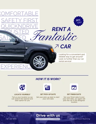 Free  Template: Blue and Beige Rent Car Poster