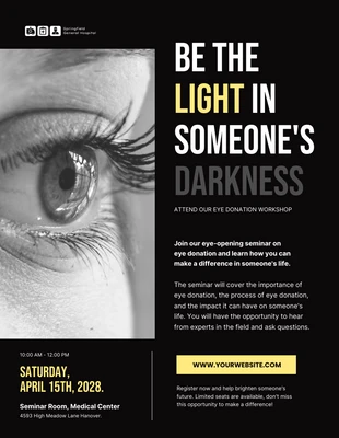 Free  Template: Black Seminar Eye Donation Poster Template
