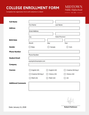 business  Template: Maroon and Gray Minimalist Enrollment Forms