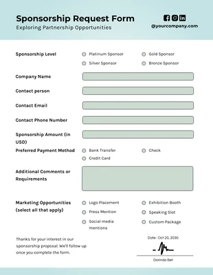 Free  Template: Gradient Green And Black Simple Sponsorship Form