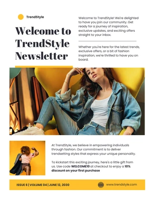 business  Template: Welcome Newsletter Sign-Up