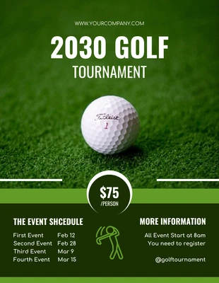 Free  Template: Modelo verde simples de programação de torneios de golfe