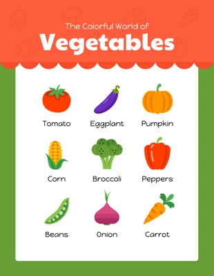 Green and Red Vegetable Names Poster Template