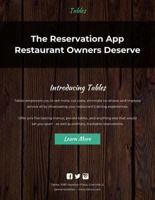 Free  Template: رسالة إخبارية عبر البريد الإلكتروني للمطعم المظلم