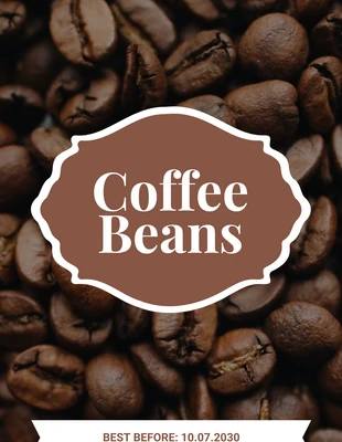 premium  Template: Etiqueta de armazenamento de grãos de café com foto simples marrom escuro
