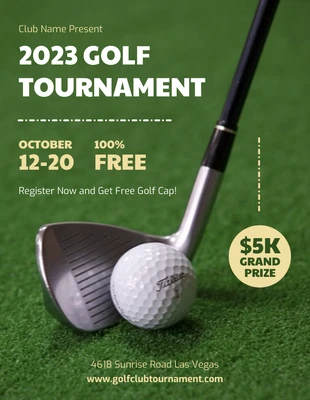 Free  Template: Flyer du tournoi de golf Green Modern