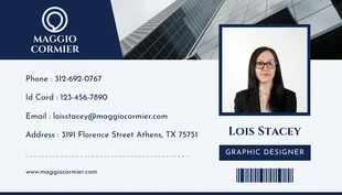 business  Template: Light Grey And Navy Modern Graphic Designer Landscape ID Cards