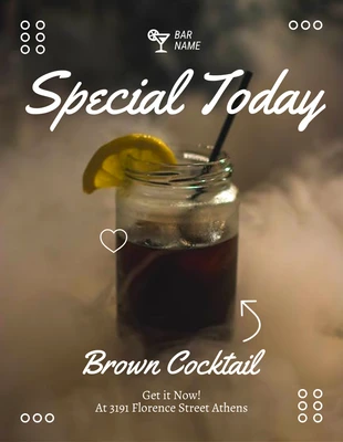 Free  Template: Brown Modern Cocktail Bar Flyer