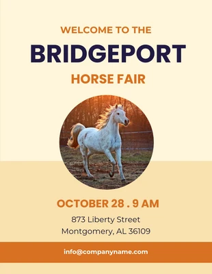 Free  Template: Poster del cavallo dell'evento crema e arancia