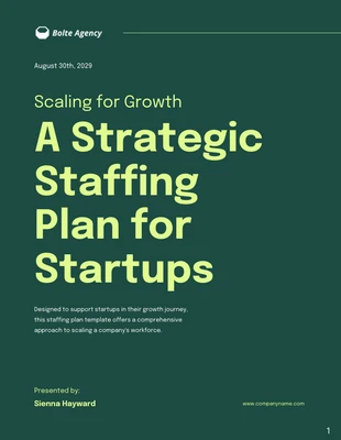 Free  Template: Green Minimalist Staffing Plan for Startups Presentation