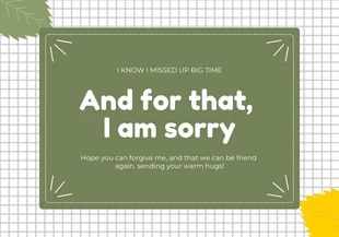 Free  Template: Tarjeta de disculpa de cuadrícula minimalista gris claro y verde
