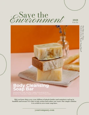 Free  Template: Affiche de la campagne Beige Zero Waste Soap