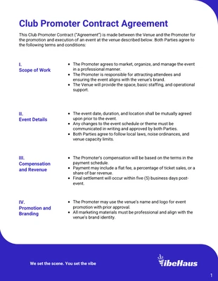 premium interactive Template: Club Promoter Contract Template