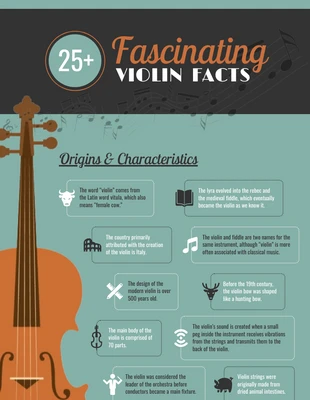 premium  Template: Infográfico de fatos fascinantes sobre violinos