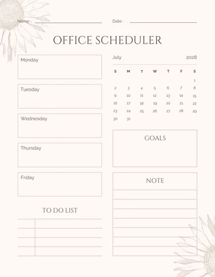 Free  Template: Beige Minimalist Office Scheduler Template