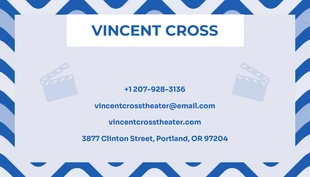 Blue And White Modern Wave Pattern Actor Business Card - page 2