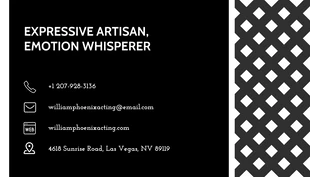 Black And White Simple Pattern Professional Actor Business Card - Página 2