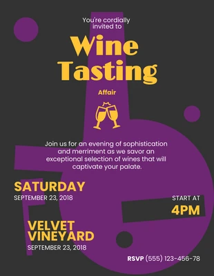 Free  Template: Dark Purple Wine Tasting Invitation