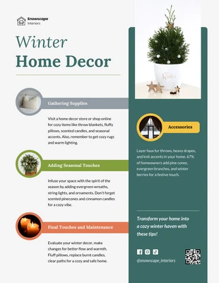 business  Template: مخطط معلوماتي لديكور المنزل في فصل الشتاء