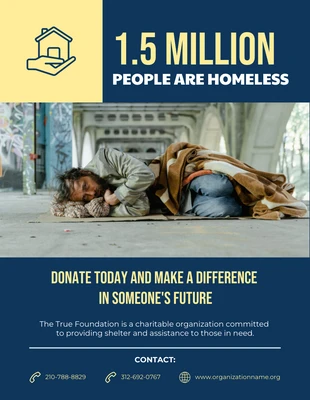 business  Template: Blue And Yellow Modern Photo Homelessness Poster