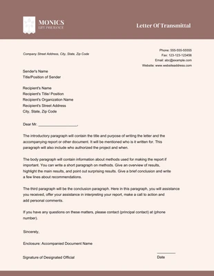 Free  Template: Minimalist Brown and Beige Transmittal Letter