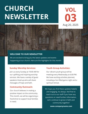 Free  Template: Green And Orange Simple Church Newsletter