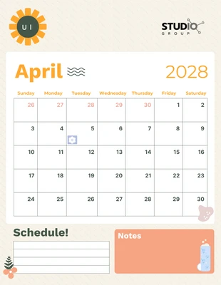 Free  Template: Modèle d'agenda du mois de printemps beige