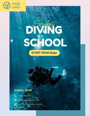 Free  Template: Purple Wave Diving School  Template