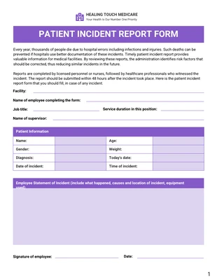 premium  Template: Relatório de incidentes com pacientes