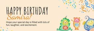 Free  Template: Crema suave Encabezado de correo electrónico de felicitación de feliz cumpleaños