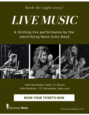 premium  Template: Live Music Band Concert Poster