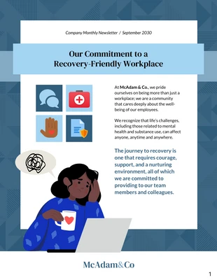 Free  Template: Creating a Recovery-Friendly Workplace Company Newsletter