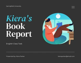 Free  Template: Presentación de educación de informe de libro azul oscuro simple