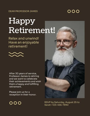 Free  Template: Brown Minimalist Happy Retirement Flyer
