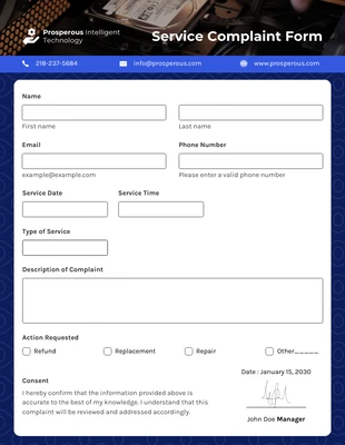 premium  Template: Service Complaint Form