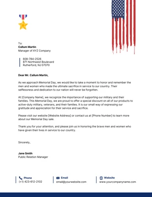 Free  Template: Minimalist and Clean Memorial Day Letterhead