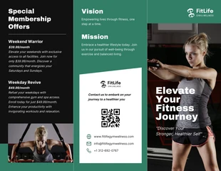 Free  Template: Green and Black Modern Fitness Trifold Brochure