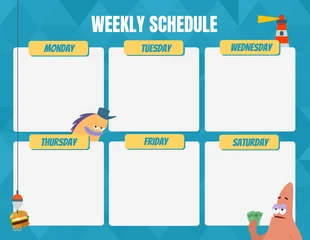 Free  Template: Modelo de agenda semanal de anime geométrico moderno azul